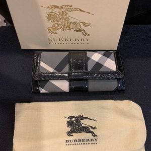 Burberry Black Check Canvas Continental Wallet